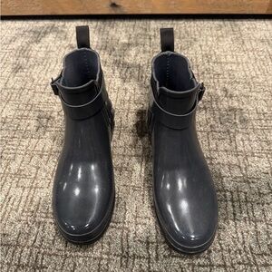 Hunter Dark Gray Ankle Rain Boots